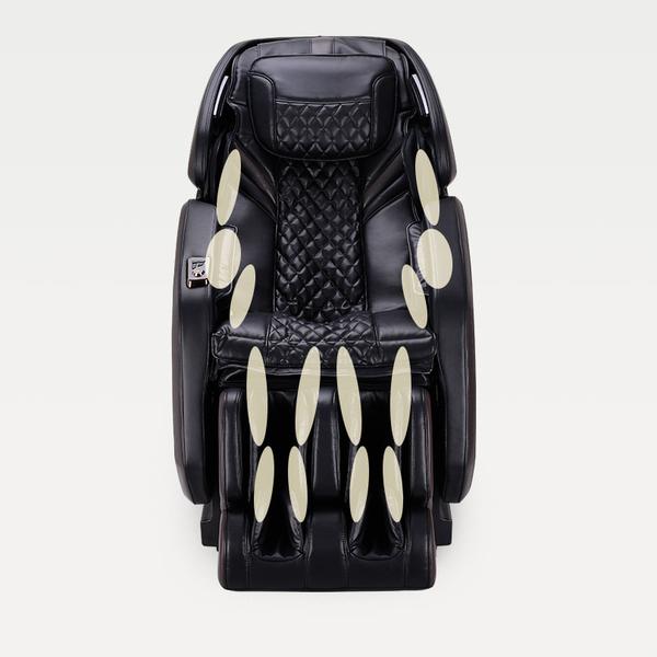 ErgoTec ET-300 Jupiter black 3D L-Track massage chair with highlighted back, seat, and legs.