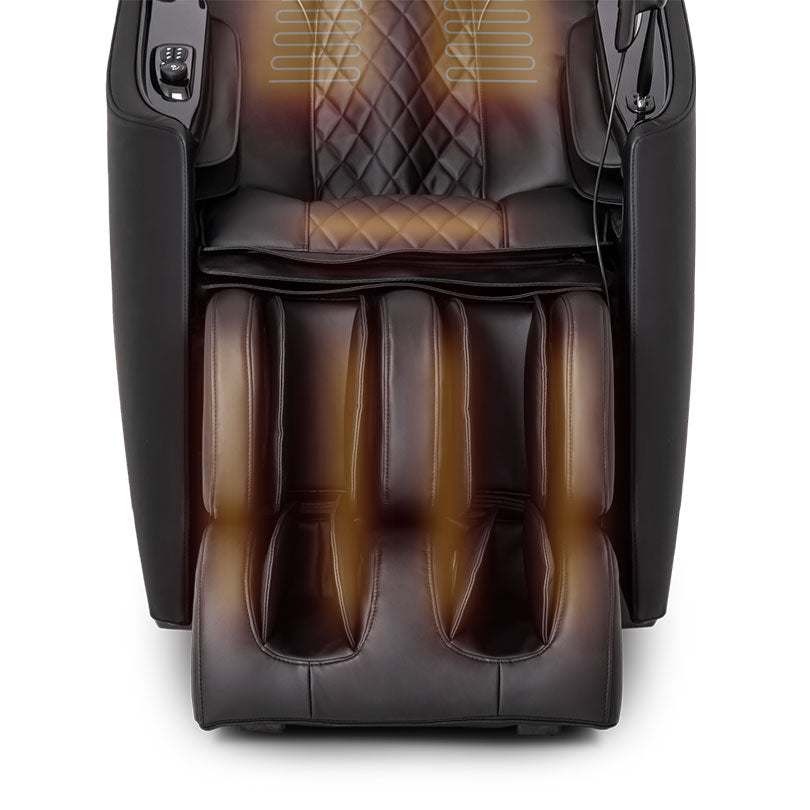 ErgoTec ET-400 Venus: Black 3D L-Track massage chair with heating and foot massage zones.